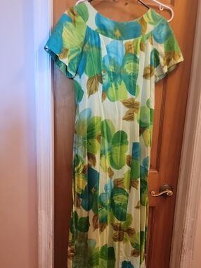 Vtg 60s-70 Alice Polynesian Fashion Maxi Dress